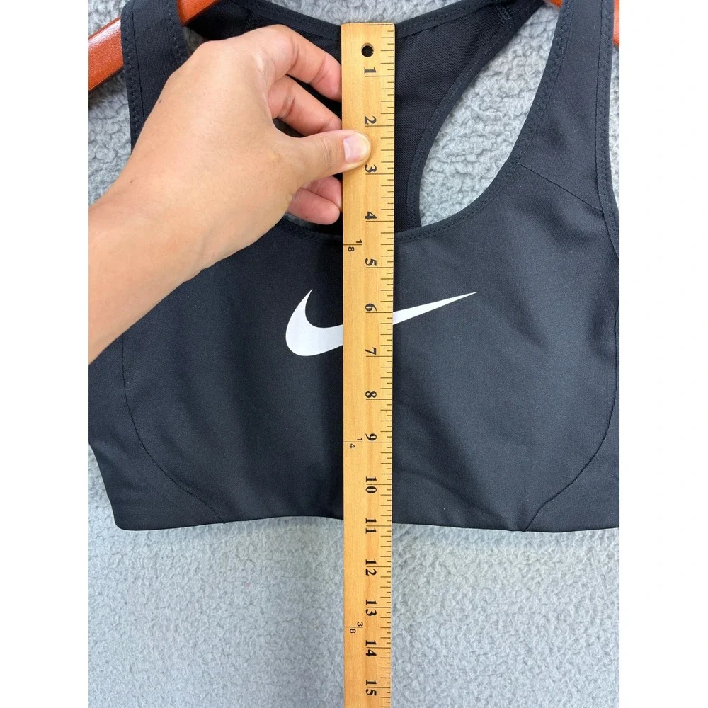 Nike Dri-FIT Racerback Sports Bra Womens Large Black Gym Running Workout Swoosh